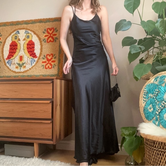 Vintage Dresses & Skirts - Black Vintage Slinky Slip Dress Size 3/Smalll
